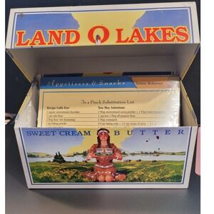 Vintage Land O Lakes Sweet Cream Butter Metal Recipe Box with Sealed Cards